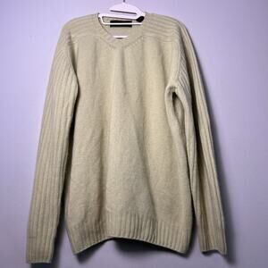 Glenshiel Mens 2-ply Cashmere V Neck Sweater Sz XL Light green Quite Luxury